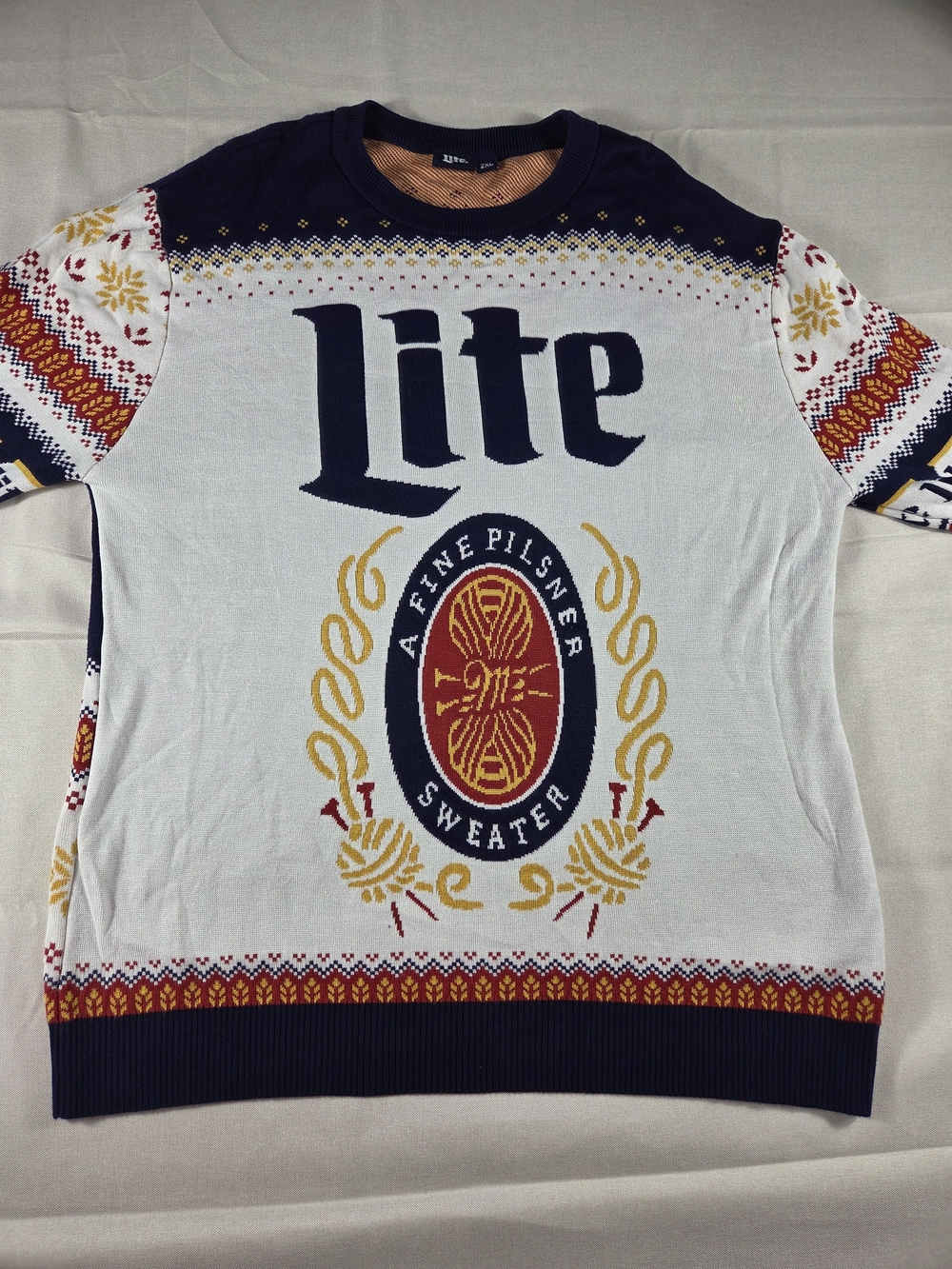Miller Lite Ugly Christmas Sweater 2XL A Fine Pilsner Beer Knit